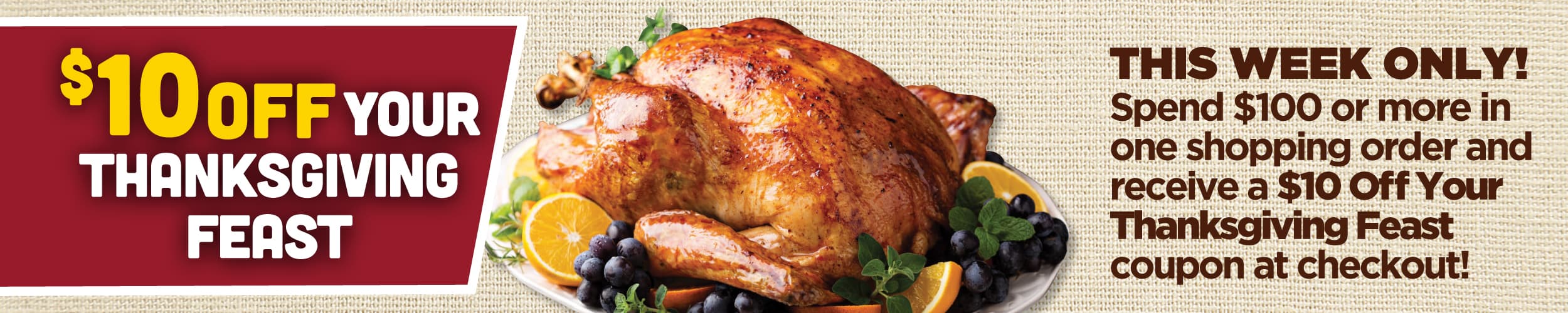 $10 off Your Thanksgiving Feast