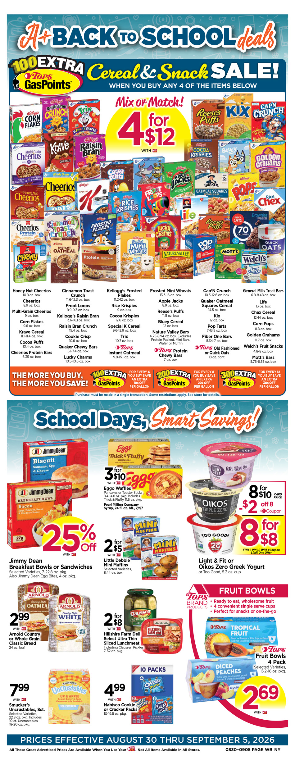 Ad Page Insert 2 Cereal and Snack Savings Back to School