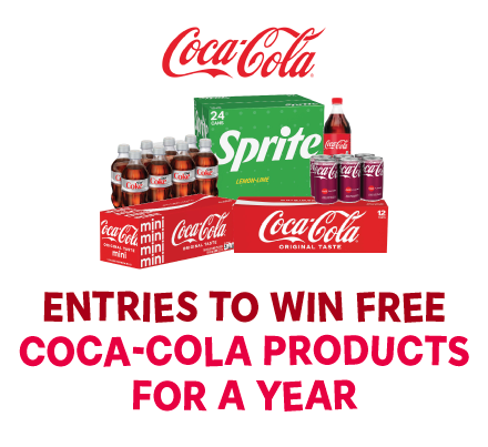 Entries to Win FREE Coca Cola Products for a Year