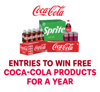 Entries to Win FREE Coca Cola Products for a Year