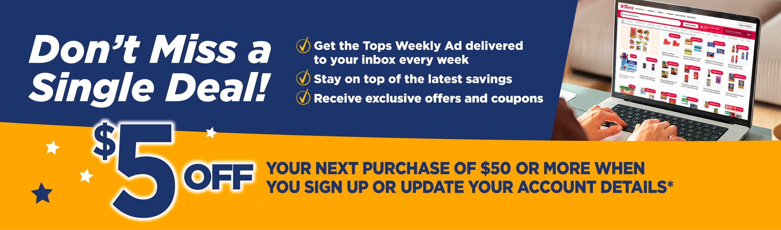$5 Off promo header